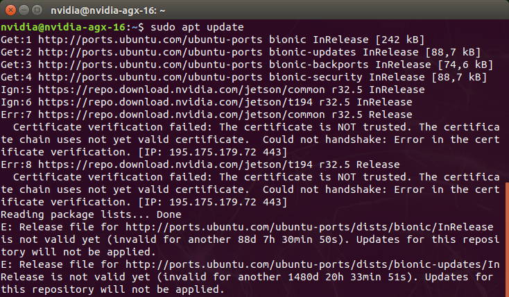 How to Solve Certificate Verification Error During APT Update on Jetson Modules? - Forecr.io